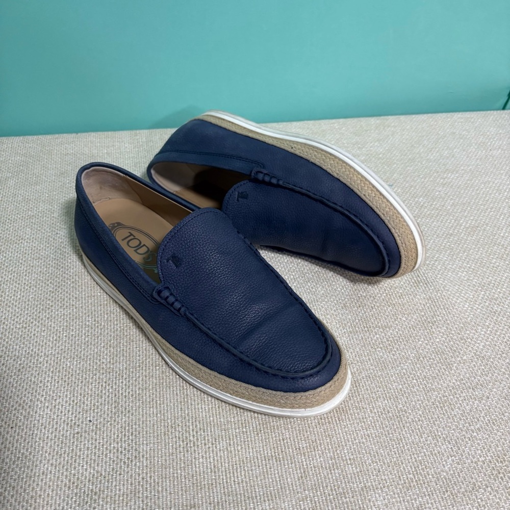 Tod's Blue Leather Slip-On Loafers US 6.5 / UK 5.5 / EU 39